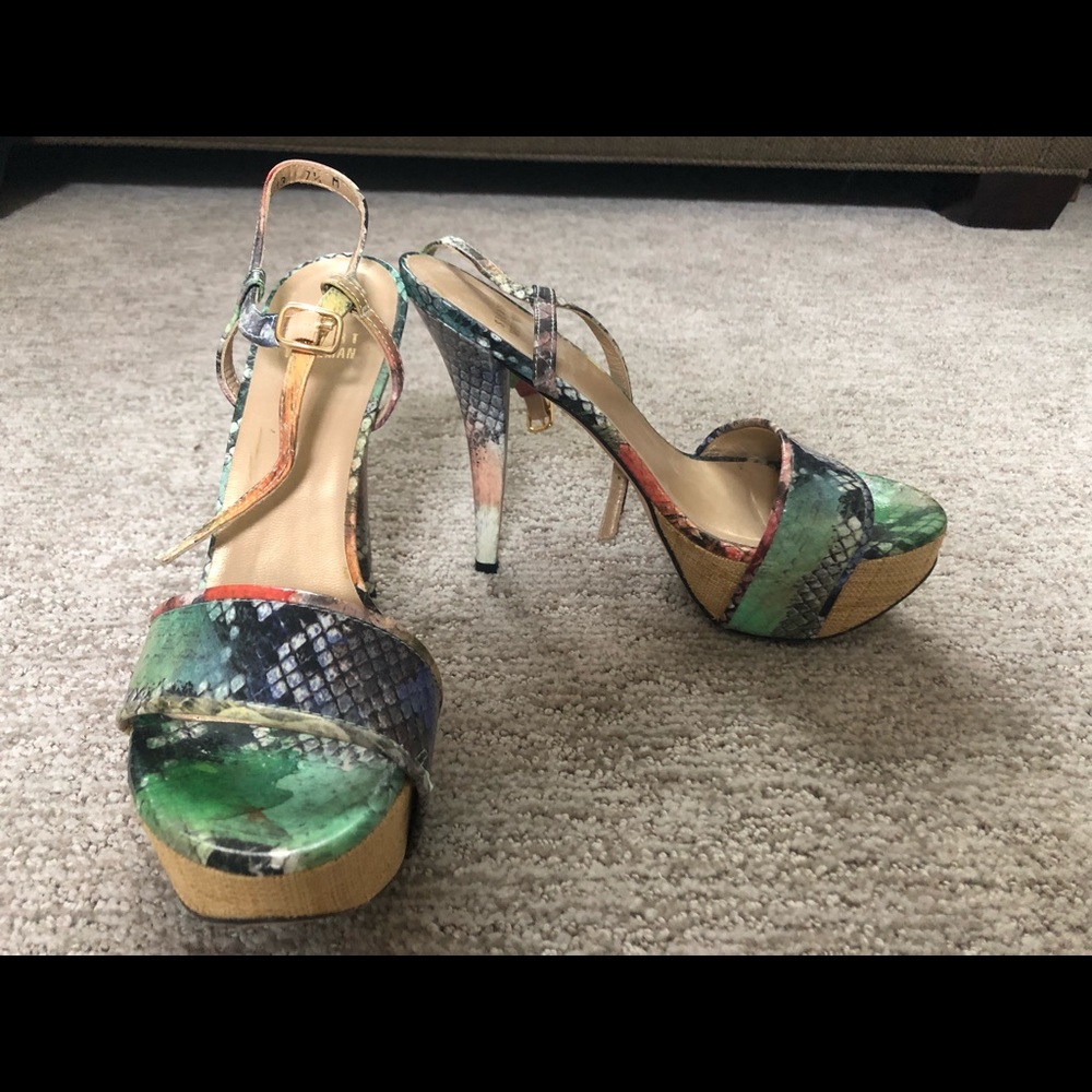 Rainbow snake skin heels